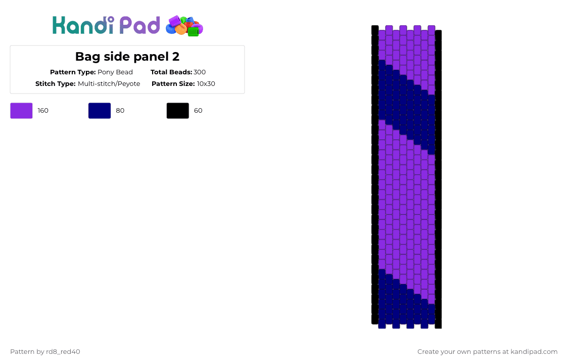 Bag side panel 2 - Pony Bead Pattern by rd8_red40 on Kandi Pad - purple