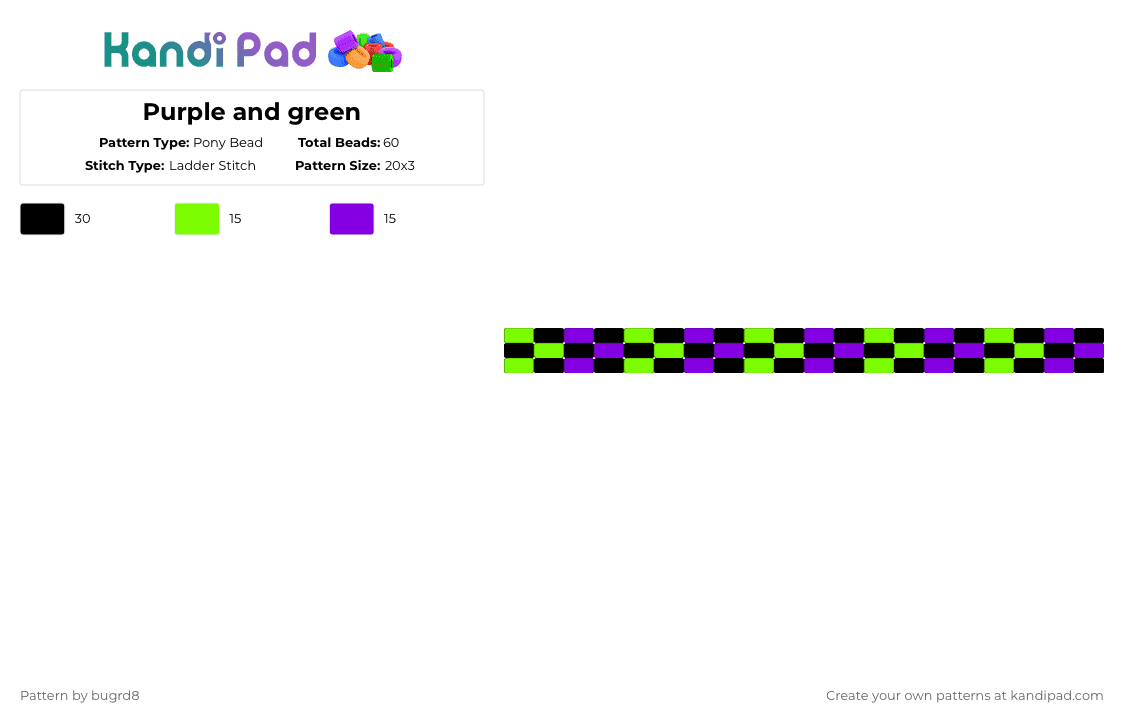 Purple and green - Pony Bead Pattern by rd8_red40 on Kandi Pad - green,purple