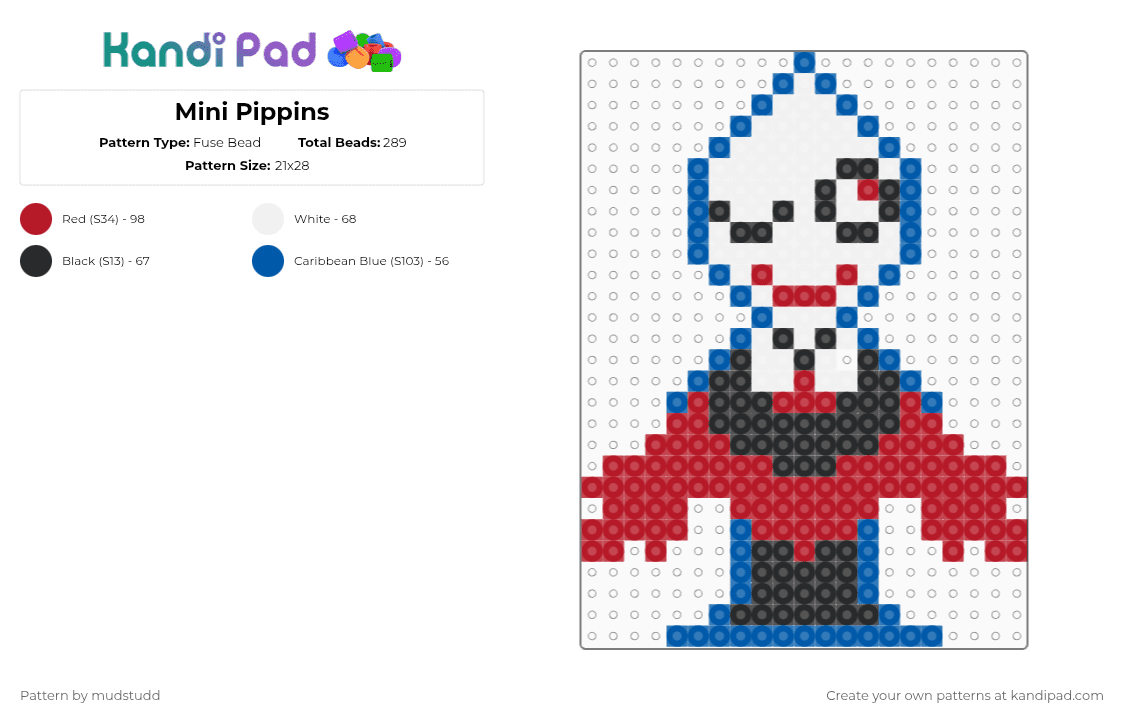 Mini Pippins - Fuse Bead Pattern by mudstudd on Kandi Pad - blue,red,deltarune,pippins,battat,cuties,deltarune ch3,fine shyt