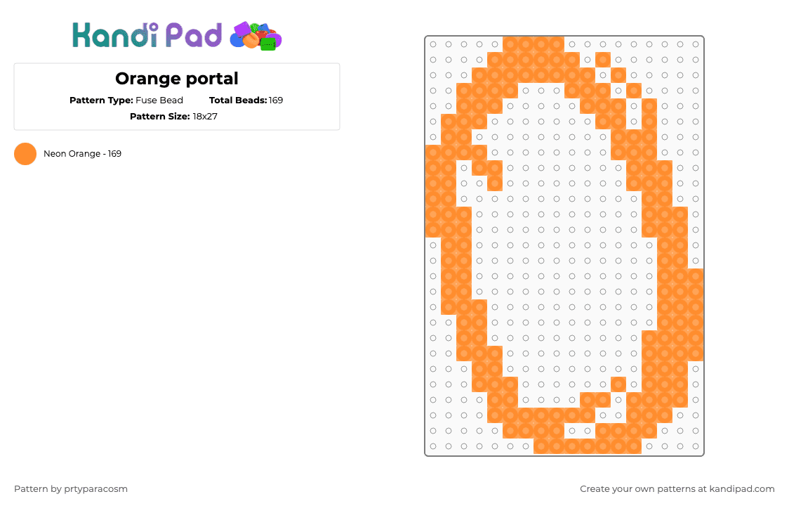 Orange portal - Fuse Bead Pattern by prtyparacosm on Kandi Pad - portal,video game,gaming,orange,neon,game