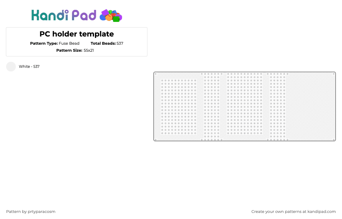 PC holder template - Fuse Bead Pattern by prtyparacosm on Kandi Pad - white,template,photo card,card,pc,photocard,holder,base