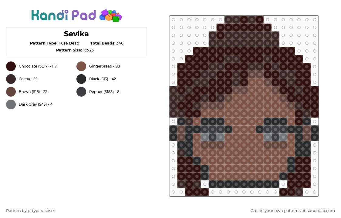 Sevika - Fuse Bead Pattern by prtyparacosm on Kandi Pad - brown,tan,lol,league of legends,arcane