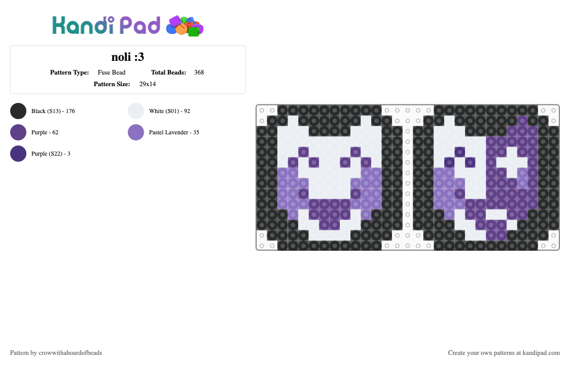 noli :3 - Fuse Bead Pattern by crowwithahoardofbeads on Kandi Pad - purple,blue,noli,forsaken,roblox myths,roblox