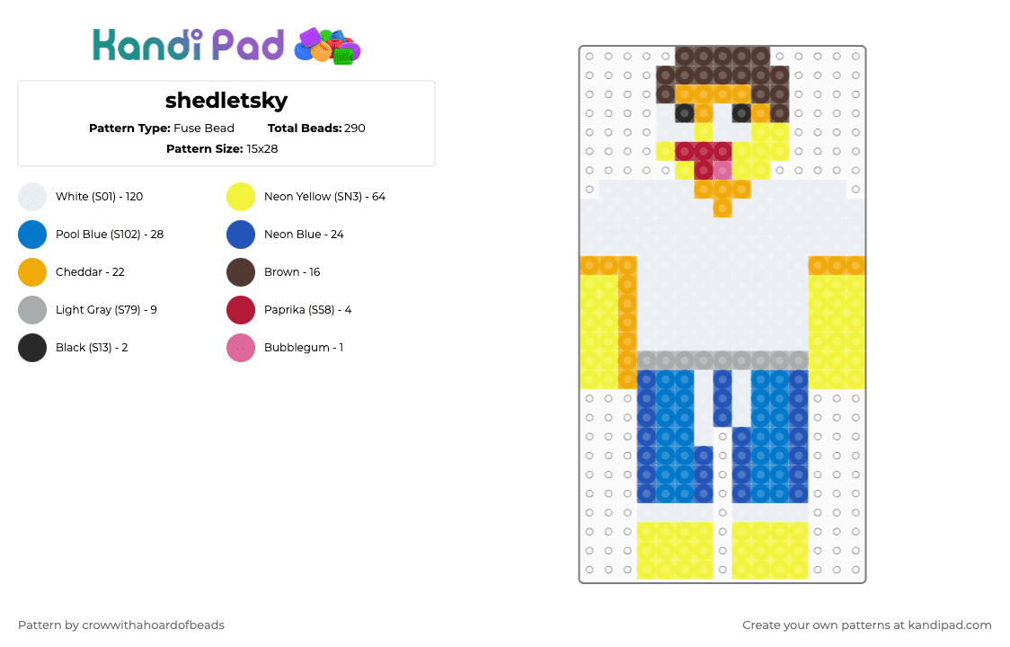 shedletsky - Fuse Bead Pattern by crowwithahoardofbeads on Kandi Pad - white,yellow,blue,orange,shedletsky,forsaken