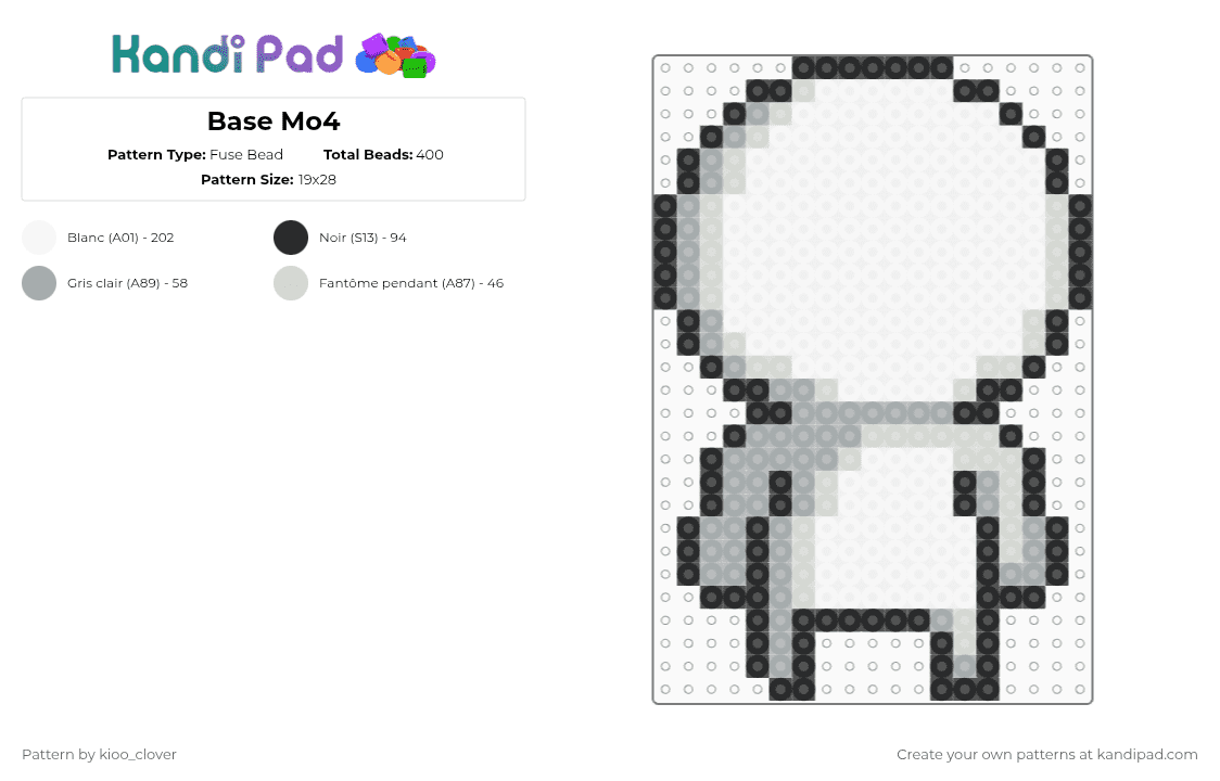 Base Mo4 - Fuse Bead Pattern by kioo_clover on Kandi Pad - white