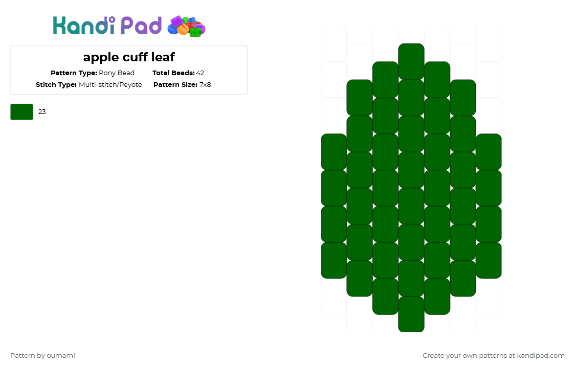 apple cuff leaf - Pony Bead Pattern by oumami on Kandi Pad - green