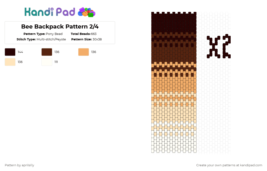 Kandi Backpack Patterns Bee Backpack Pattern 2/4 Pony Bead Pattern - Kandi Pad | Kandi Patterns ...