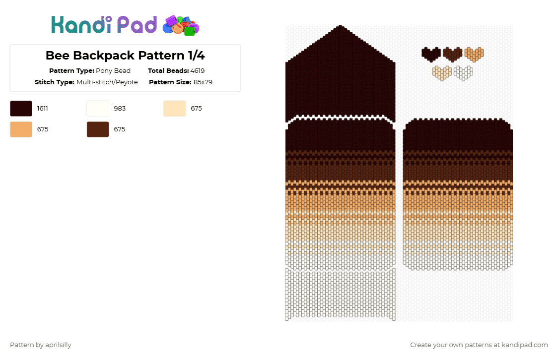 Bee Backpack Pattern 1/4 - Pony Bead Pattern by aprilsilly on Kandi Pad - brown