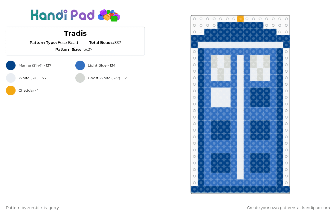 Tradis - Fuse Bead Pattern by zombie_is_gorry on Kandi Pad - tardis,dr who,phone booth,blue