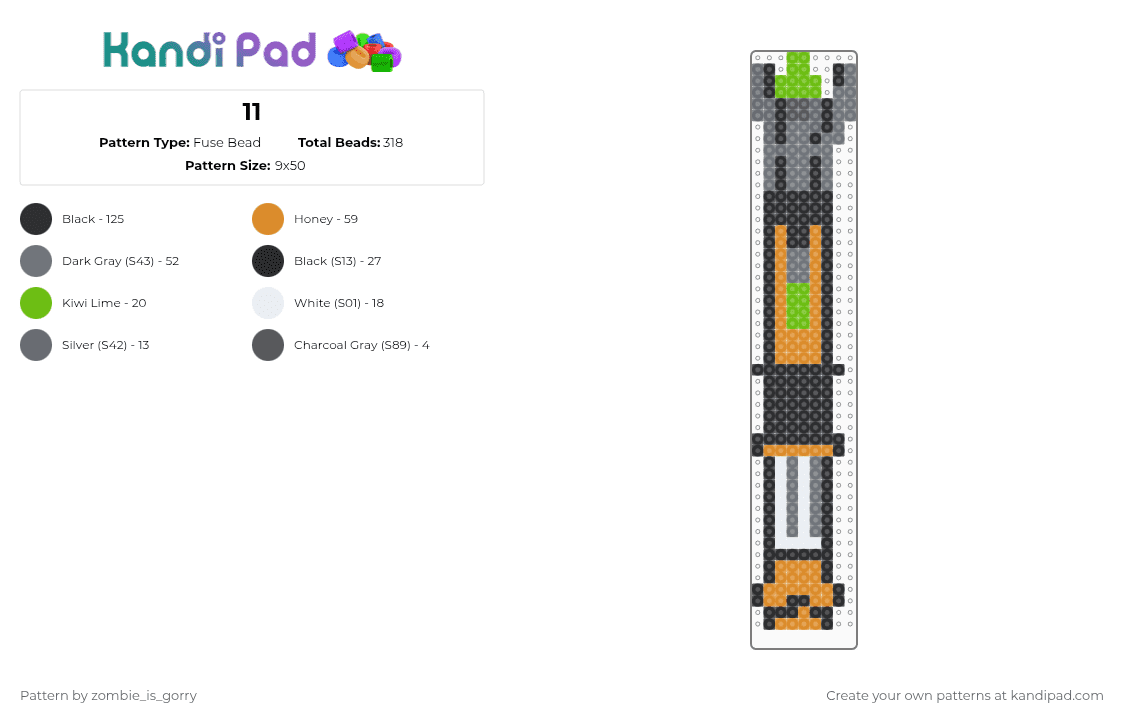 11 - Fuse Bead Pattern by zombie_is_gorry on Kandi Pad - gray,orange