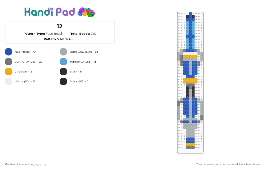 12 - Fuse Bead Pattern by zombie_is_gorry on Kandi Pad - blue,gray