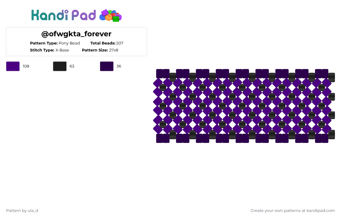 @ofwgkta_forever - Pony Bead Pattern by damon_the_vampire on Kandi Pad - black, ellisabat, grey, monster, monster high, purple, silver, xbase