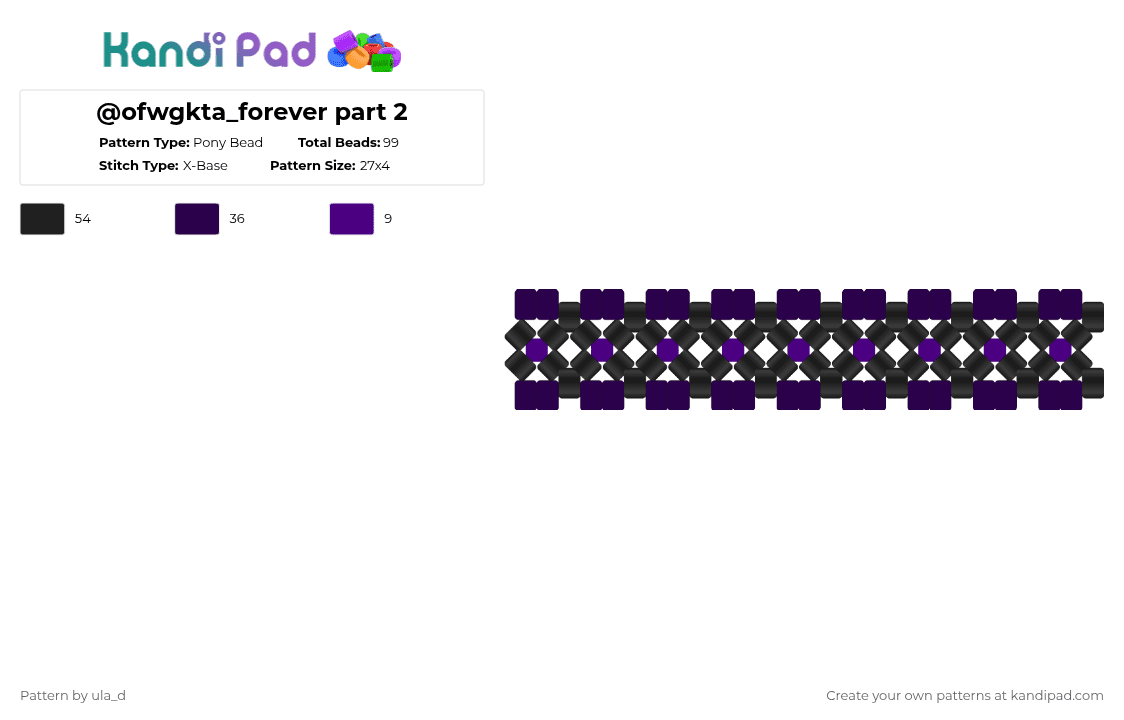 @ofwgkta_forever part 2 - Pony Bead Pattern by xfrankie_steinx on Kandi Pad - black,purple,monster high,monster,elissabat,grey,xbase,silver