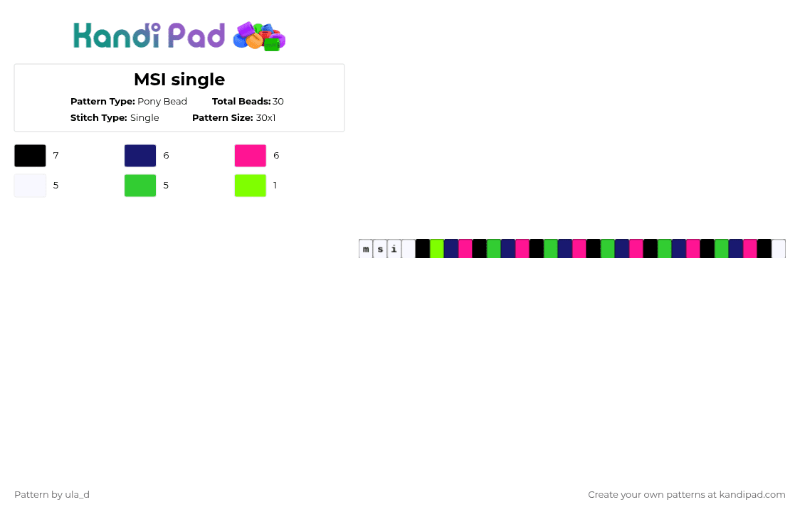 MSI single - Pony Bead Pattern by xfrankie_steinx on Kandi Pad - green,purple,pink,msi,mindless self indulgence,single,band,black,blue