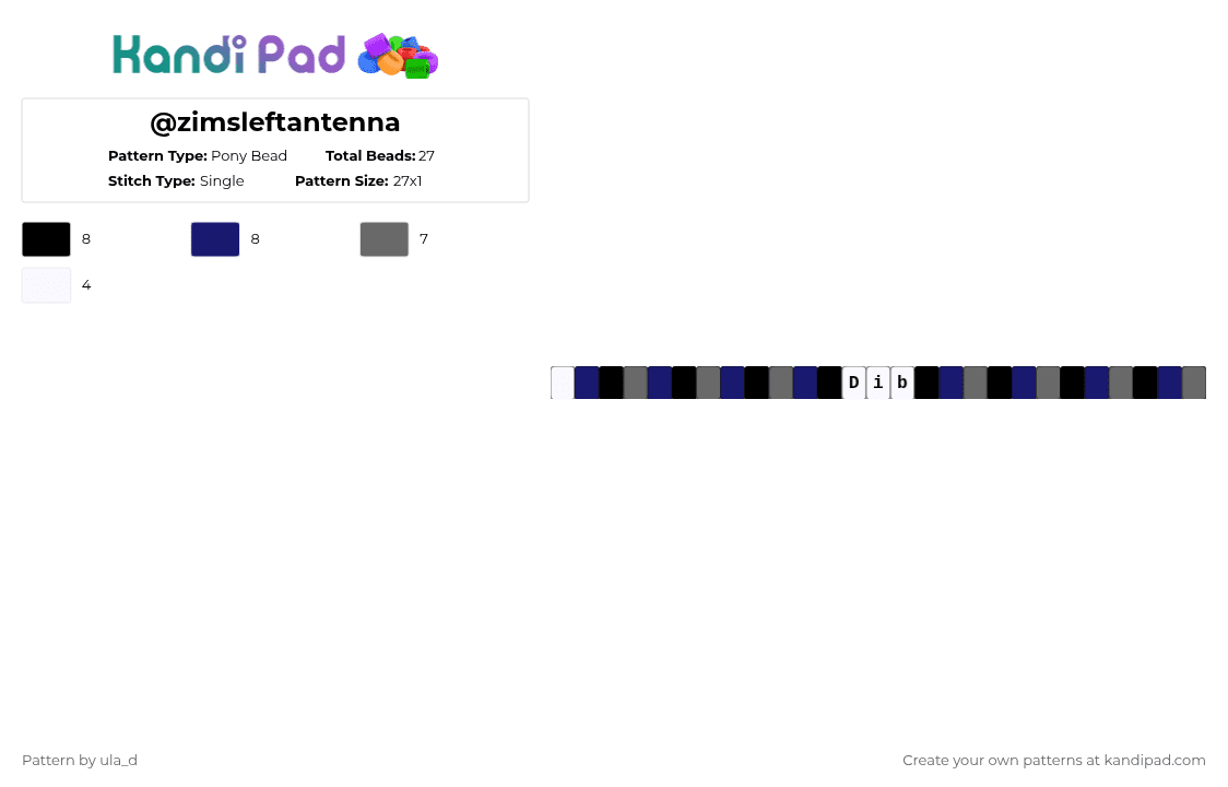 @zimsleftantenna - Pony Bead Pattern by damon_the_vampire on Kandi Pad - black, blue, dib, gray, grey, invader zim, purple, single, white