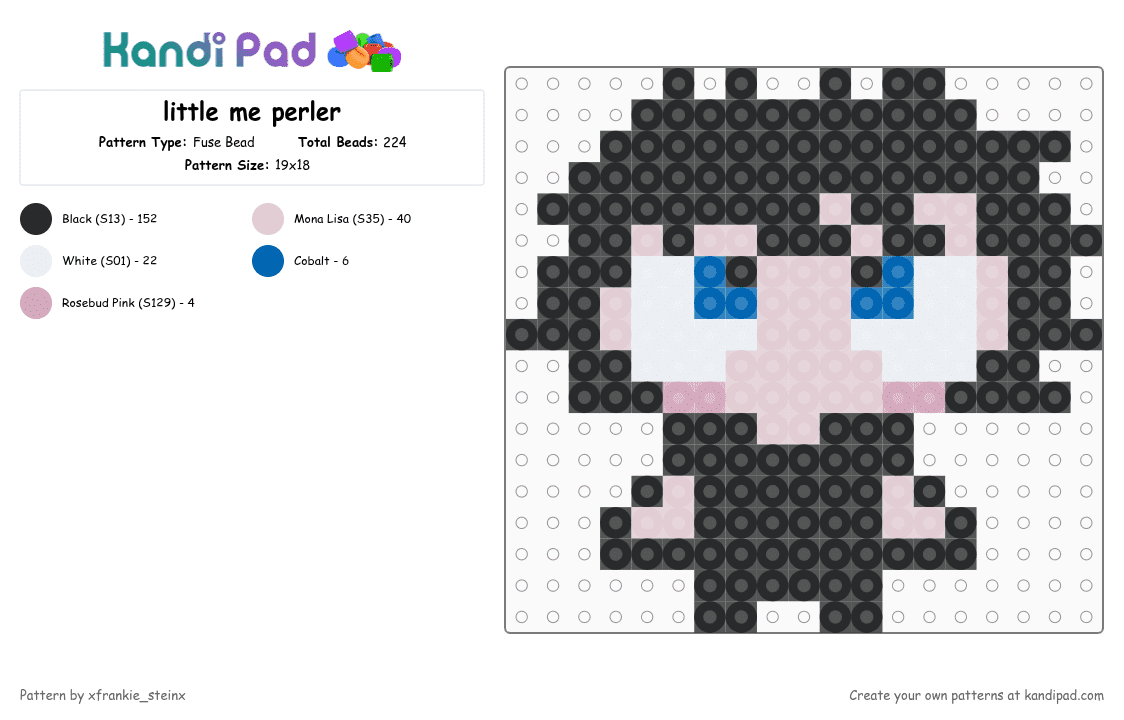 little me perler - Fuse Bead Pattern by xfrankie_steinx on Kandi Pad - black,white,pink,blue,me,perler,cute,small