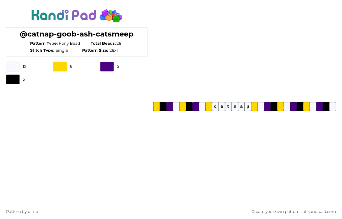 @catnap-goob-ash-catsmeep - Pony Bead Pattern by xfrankie_steinx on Kandi Pad - yellow,purple,catnap,poppy playtime,single,white,black