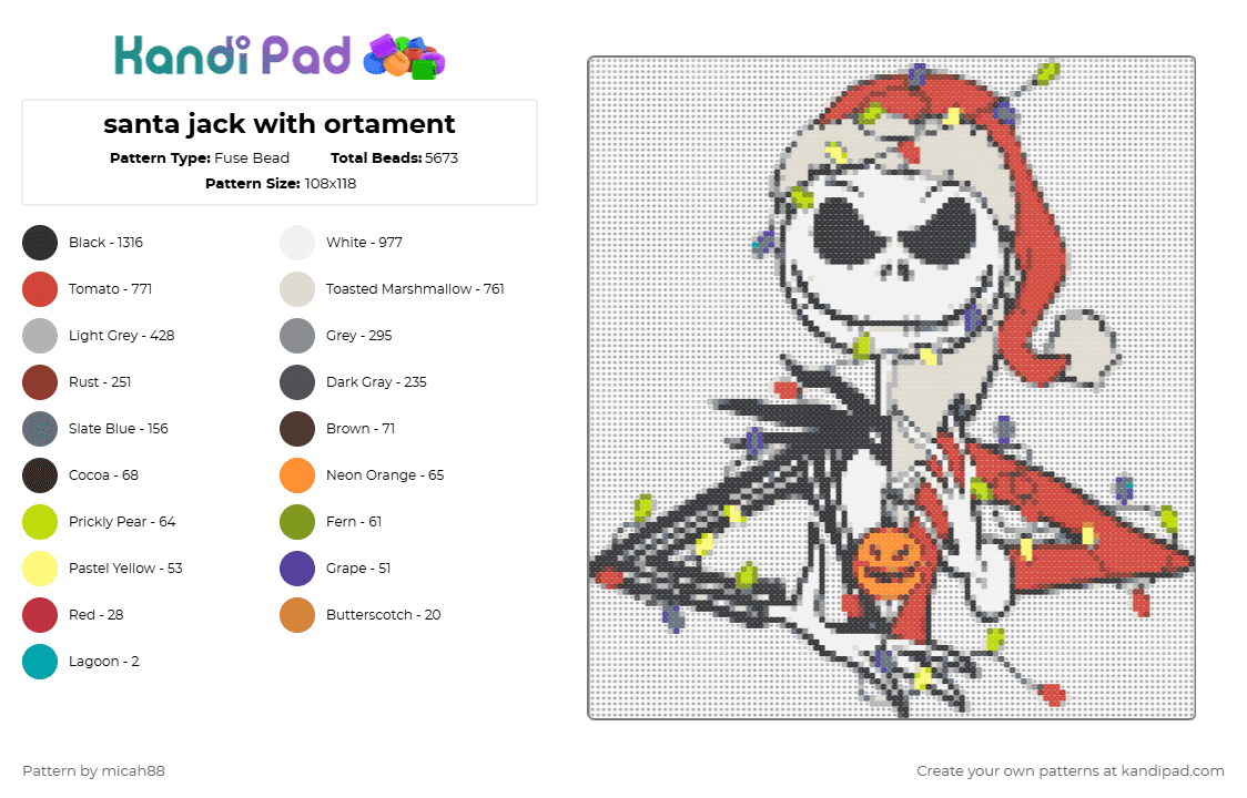 santa jack with ortament - Fuse Bead Pattern by micah88 on Kandi Pad - beige,gray,red