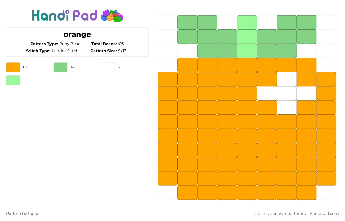 orange - Pony Bead Pattern by topaz-_- on Kandi Pad - orange