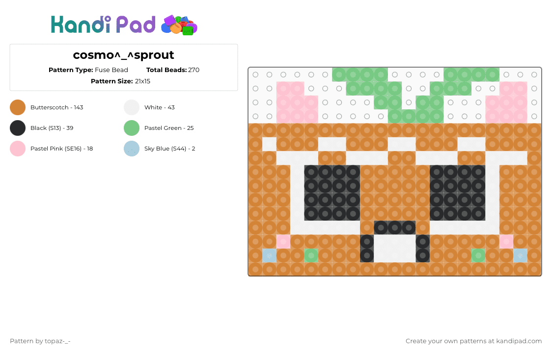 cosmo^_^sprout - Fuse Bead Pattern by topaz-_- on Kandi Pad - orange