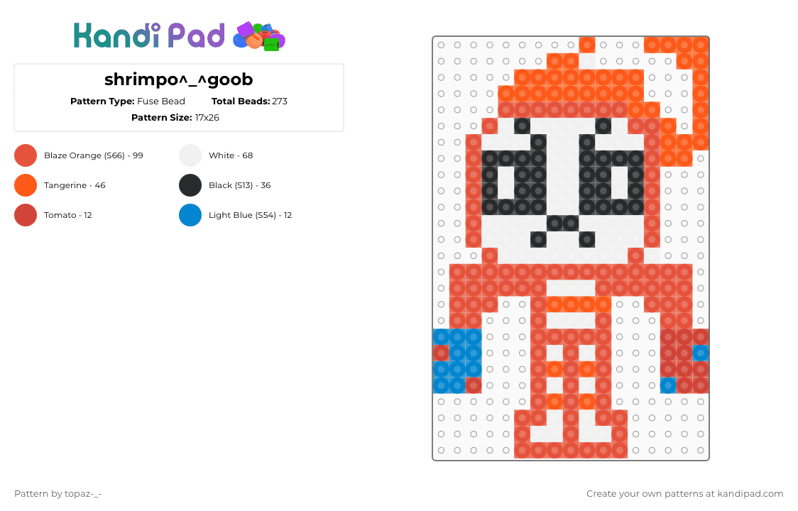 shrimpo^_^goob - Fuse Bead Pattern by topaz-_- on Kandi Pad - red