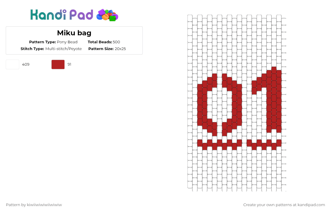 Miku bag - Pony Bead Pattern by kiwiiwiwiwiiwiwiw on Kandi Pad - white