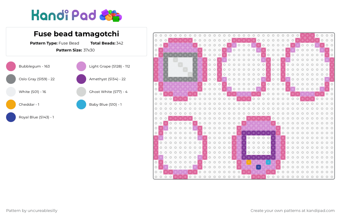 Fuse bead tamagotchi - Fuse Bead Pattern by uncureablesilly on Kandi Pad - pink
