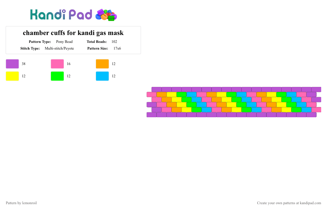 chamber cuffs for kandi gas mask - Pony Bead Pattern by lemonroil on Kandi Pad - gas mask, pink