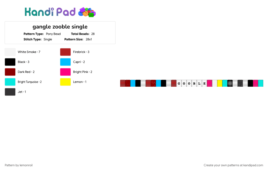 gangle zooble single - Pony Bead Pattern by lemonroil on Kandi Pad - character, gangle, light blue, red, tadc, the amazing digital circus, white, zooble