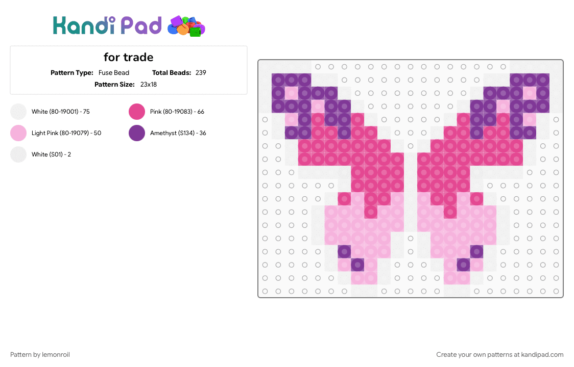 for trade - Fuse Bead Pattern by lemonroil on Kandi Pad - 