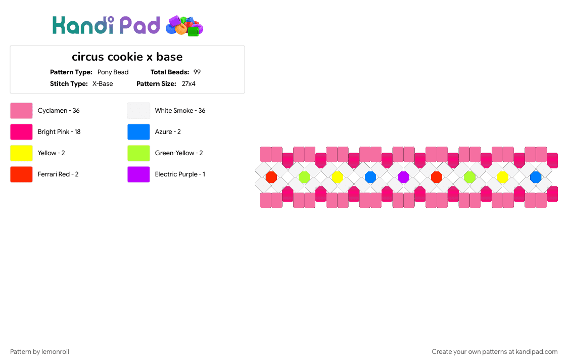 circus cookie x base - Pony Bead Pattern by lemonroil on Kandi Pad - 