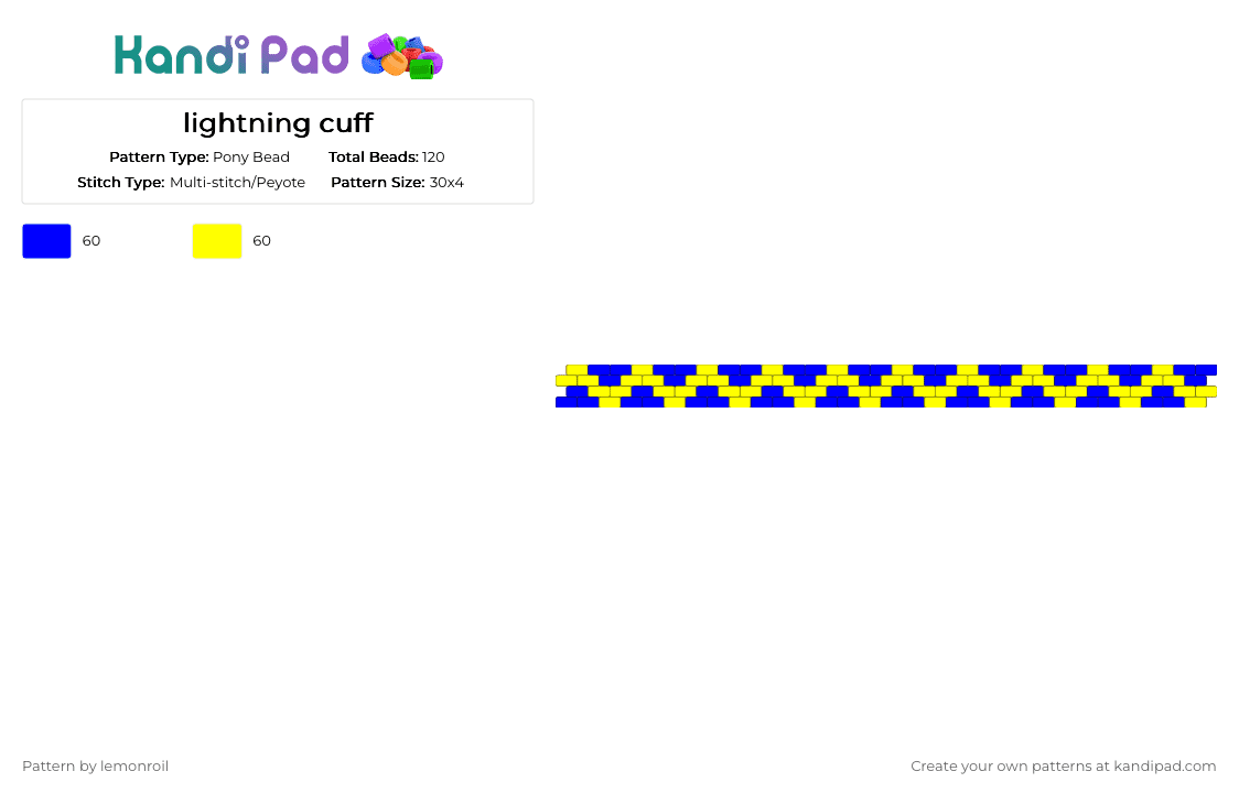 lightning cuff - Pony Bead Pattern by lemonroil on Kandi Pad - purple,yellow,lightning,blue,peyote,zigzag