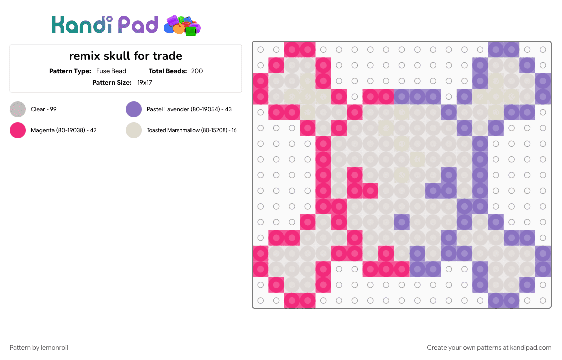 remix skull for trade - Fuse Bead Pattern by lemonroil on Kandi Pad - 
