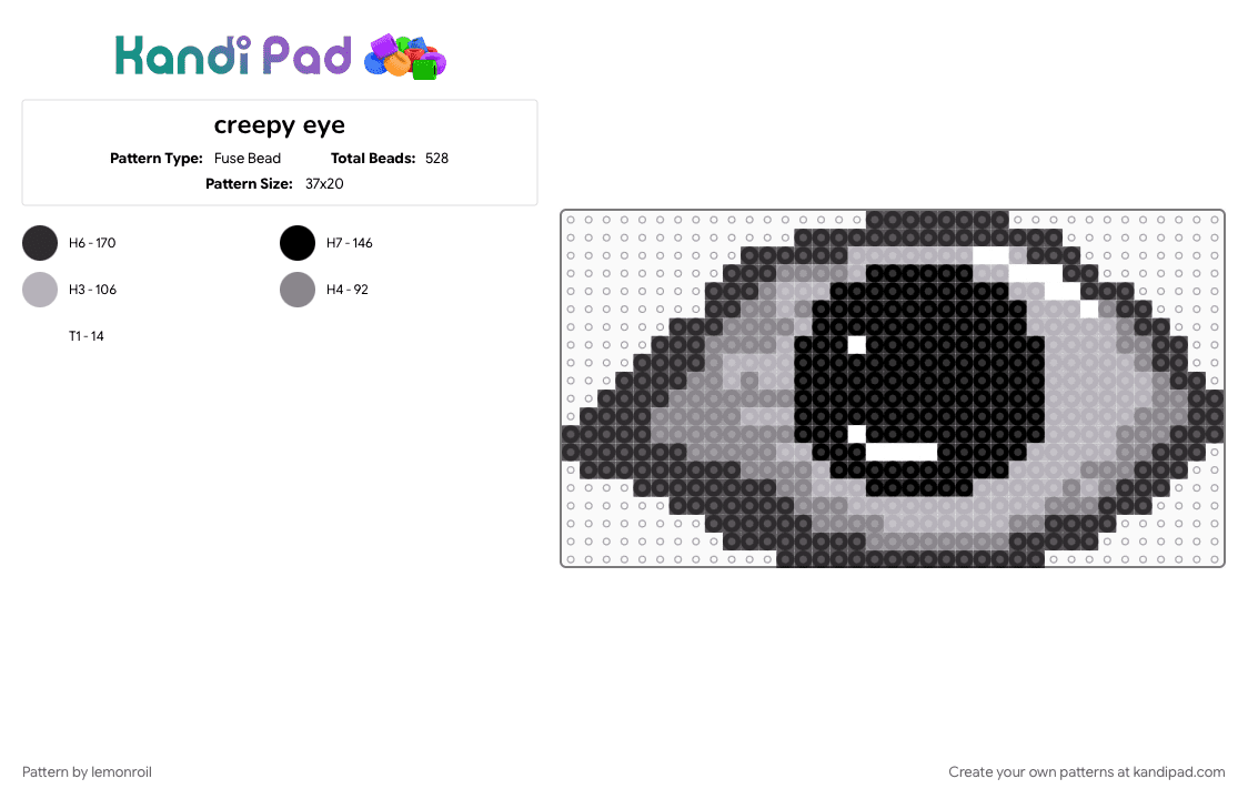 creepy eye - Fuse Bead Pattern by lemonroil on Kandi Pad - beige, black, creepy, eye, eyes, gray, horror, scary