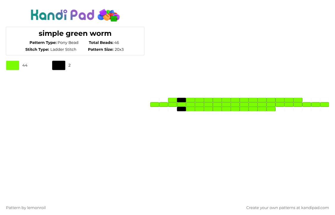 simple green worm - Pony Bead Pattern by lemonroil on Kandi Pad - green