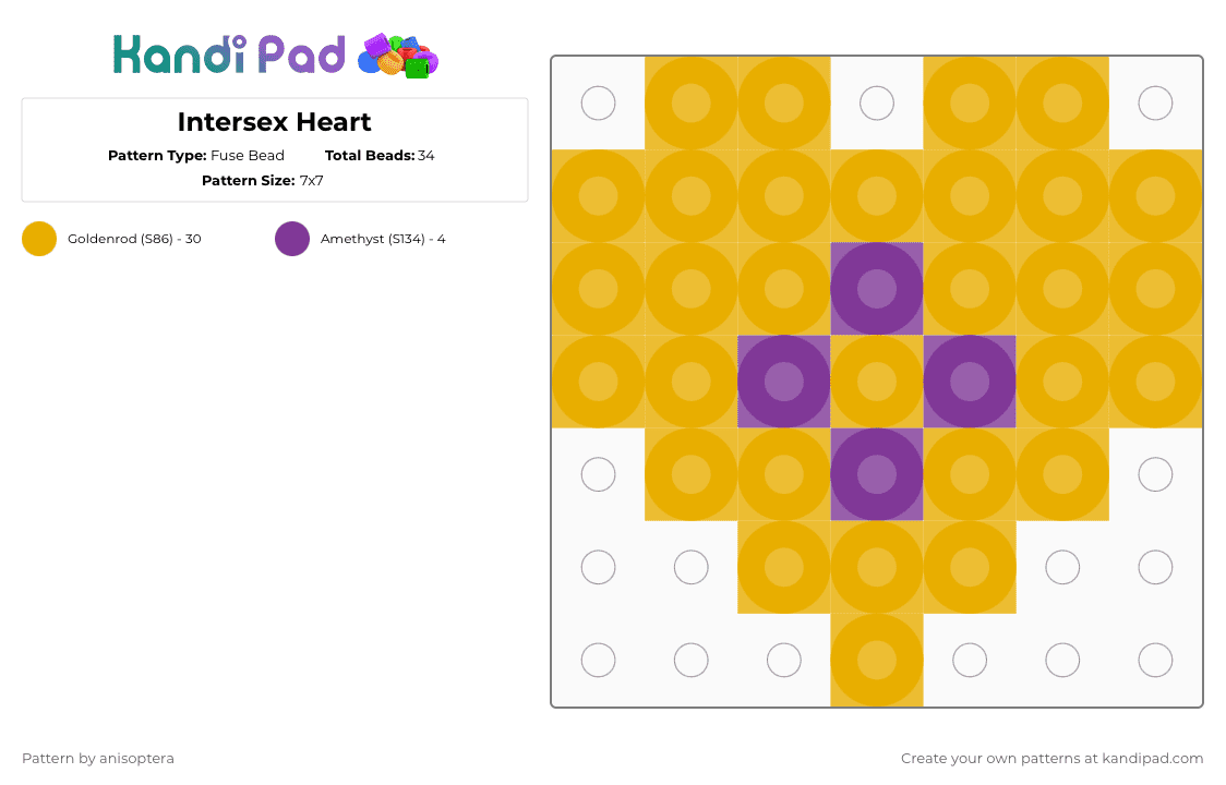 Intersex Heart - Fuse Bead Pattern by anisoptera on Kandi Pad - orange,intersex,queer,pride,love