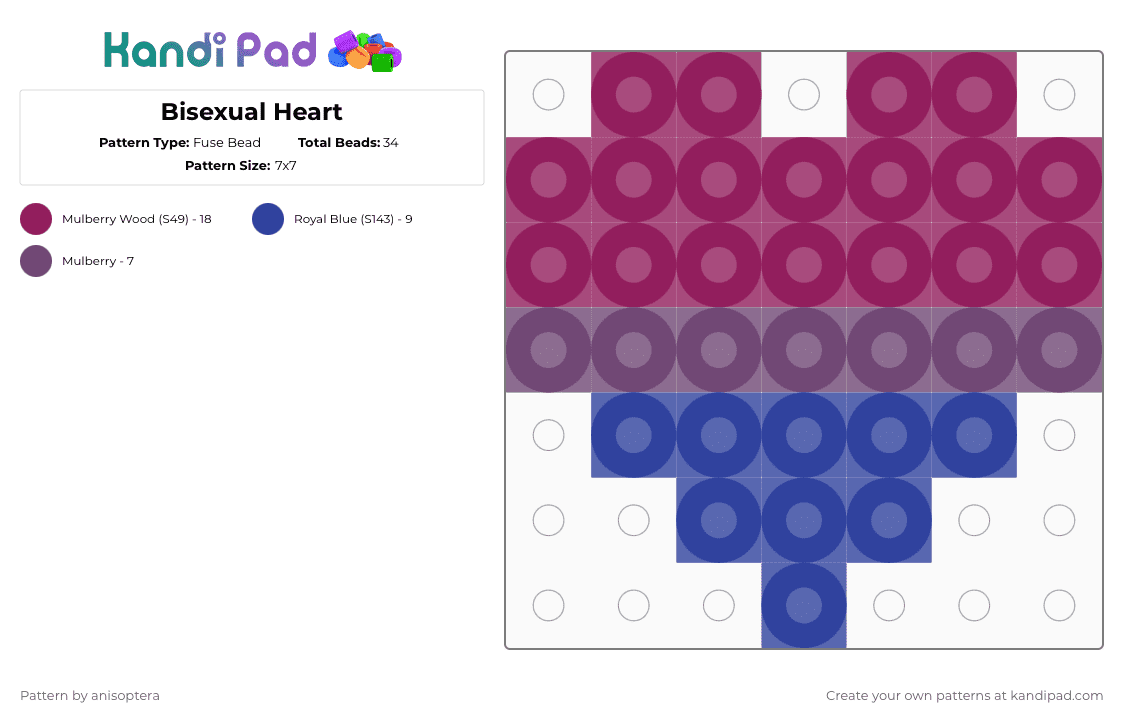Bisexual Heart - Fuse Bead Pattern by anisoptera on Kandi Pad - pink,purple,bi,bisexual,gay,pride,queer,love
