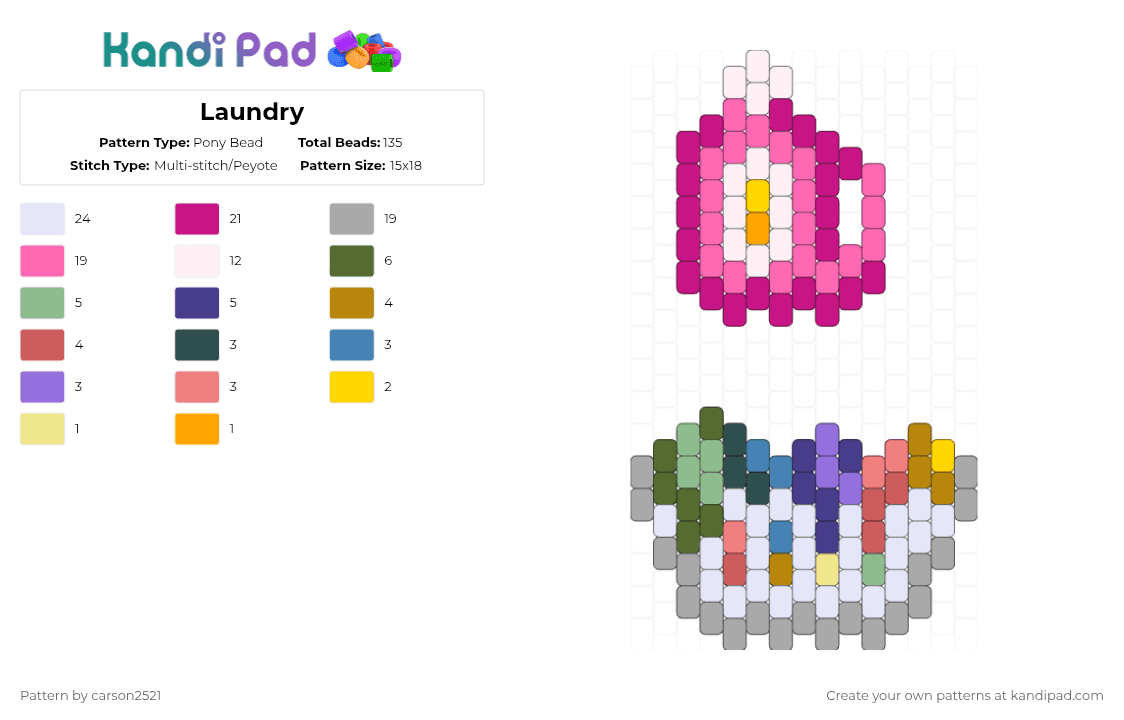 Laundry - Pony Bead Pattern by carson2521 on Kandi Pad - detergent,laundry,basket,charms,colorful,beige,gold,pink,cute,small,easy,simple