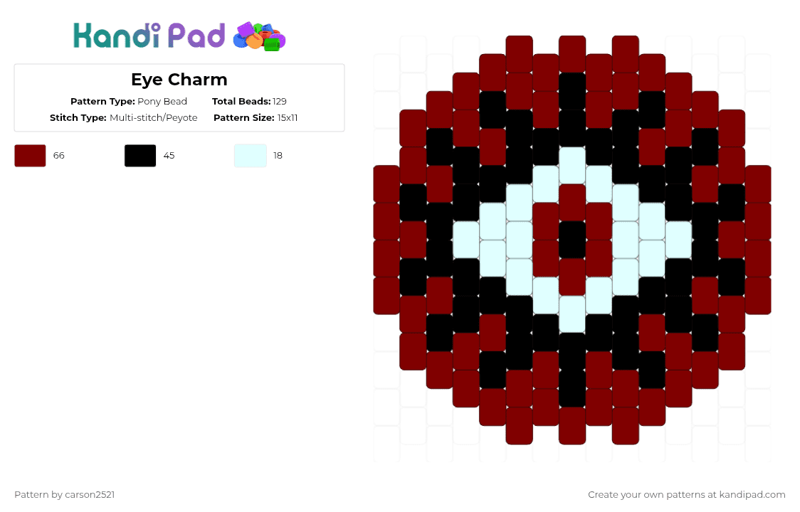 Eye Charm - Pony Bead Pattern by carson2521 on Kandi Pad - brown,scary,cool,easy,charm,eye,red