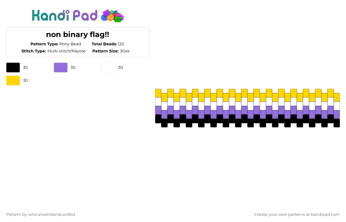 non binary flag!! - Pony Bead Pattern by deadkittyboy on Kandi Pad - purple,yellow