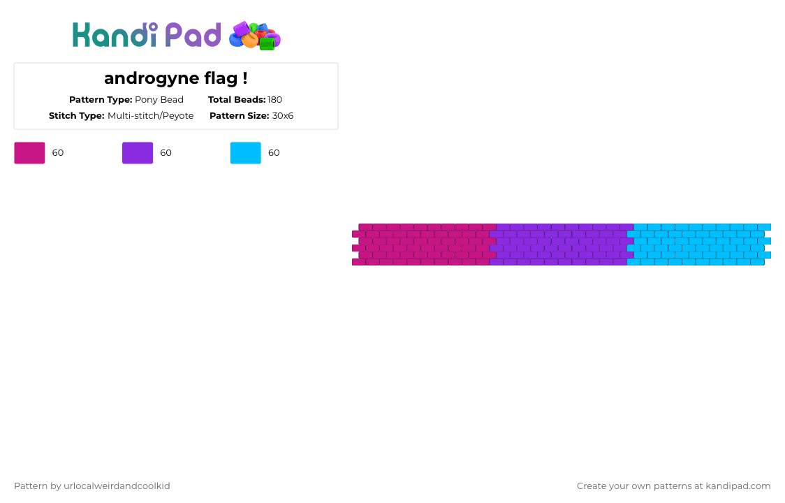androgyne flag ! - Pony Bead Pattern by deadkittyboy on Kandi Pad - pink,purple,light blue