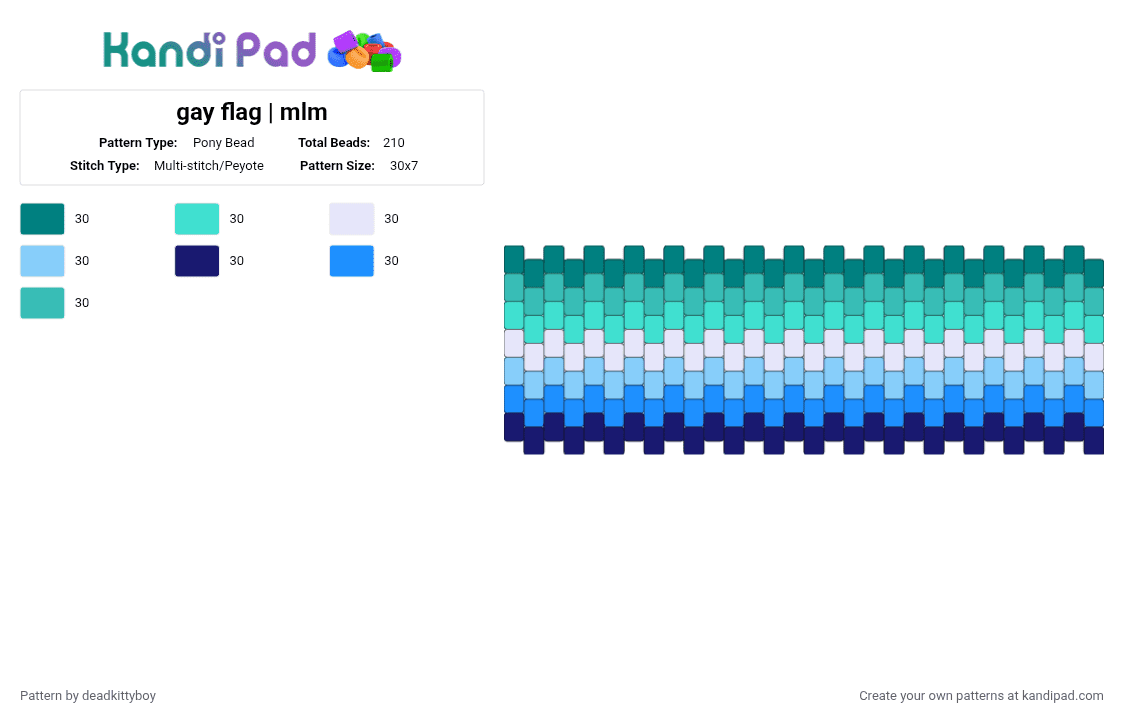 gay flag | mlm - Pony Bead Pattern by deadkittyboy on Kandi Pad - teal,light blue