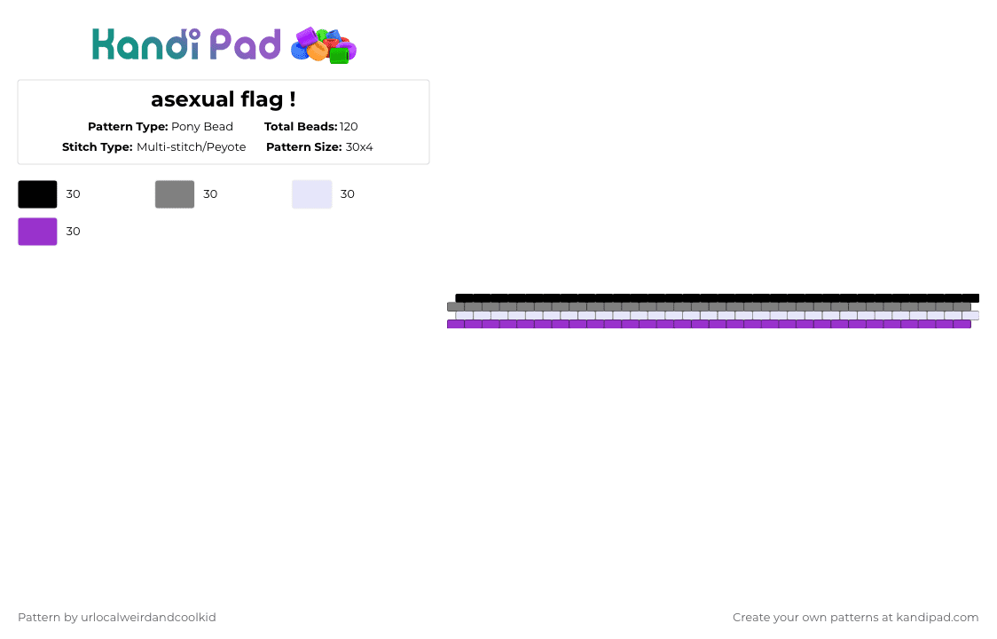 asexual flag ! - Pony Bead Pattern by deadkittyboy on Kandi Pad - gray,purple