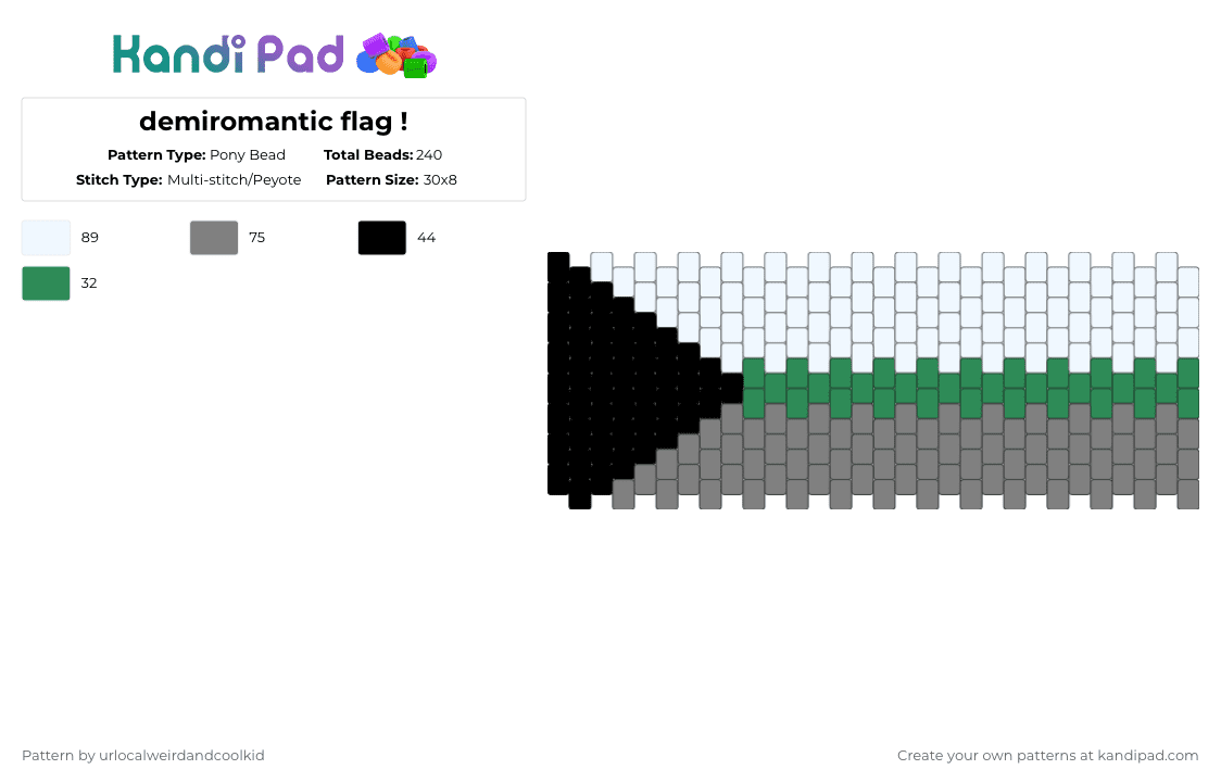 demiromantic flag ! - Pony Bead Pattern by deadkittyboy on Kandi Pad - green,gray
