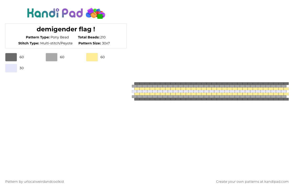 demigender flag ! - Pony Bead Pattern by deadkittyboy on Kandi Pad - gray,beige,yellow