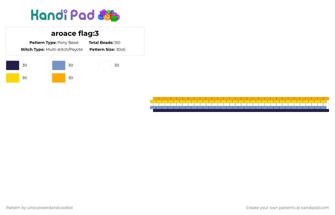 aroace flag:3 - Pony Bead Pattern by deadkittyboy on Kandi Pad - purple,light blue,yellow,orange