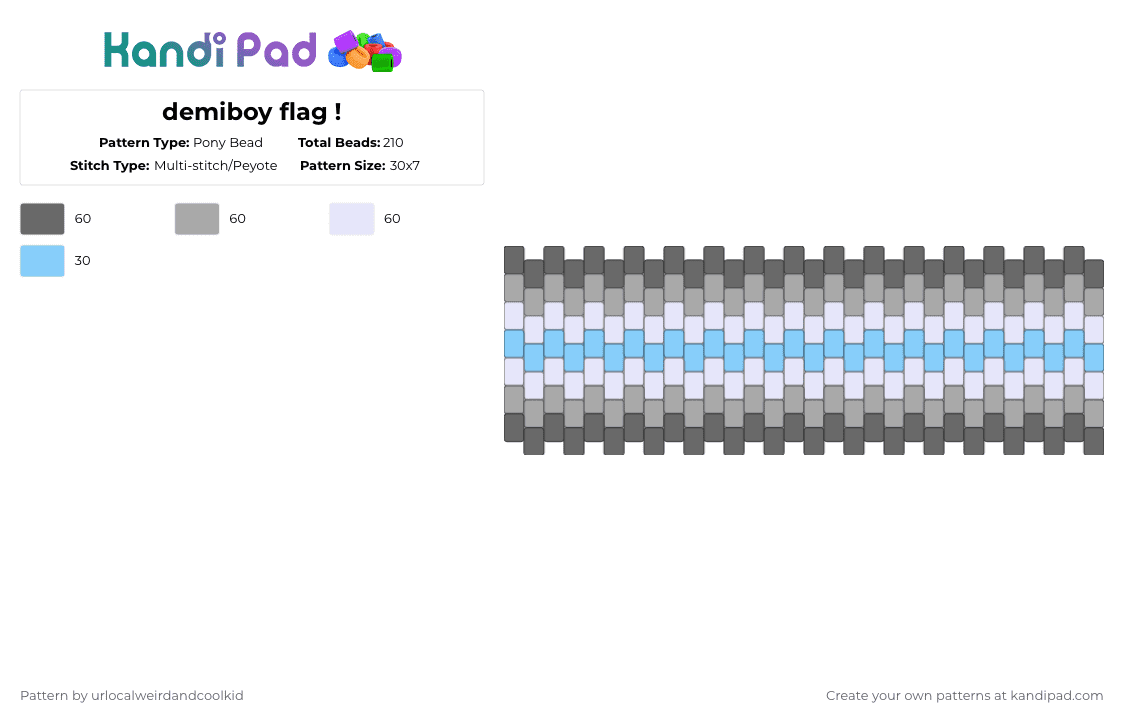 demiboy flag ! - Pony Bead Pattern by deadkittyboy on Kandi Pad - gray,beige