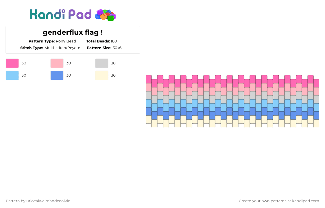 genderflux flag ! - Pony Bead Pattern by deadkittyboy on Kandi Pad - pink,light blue