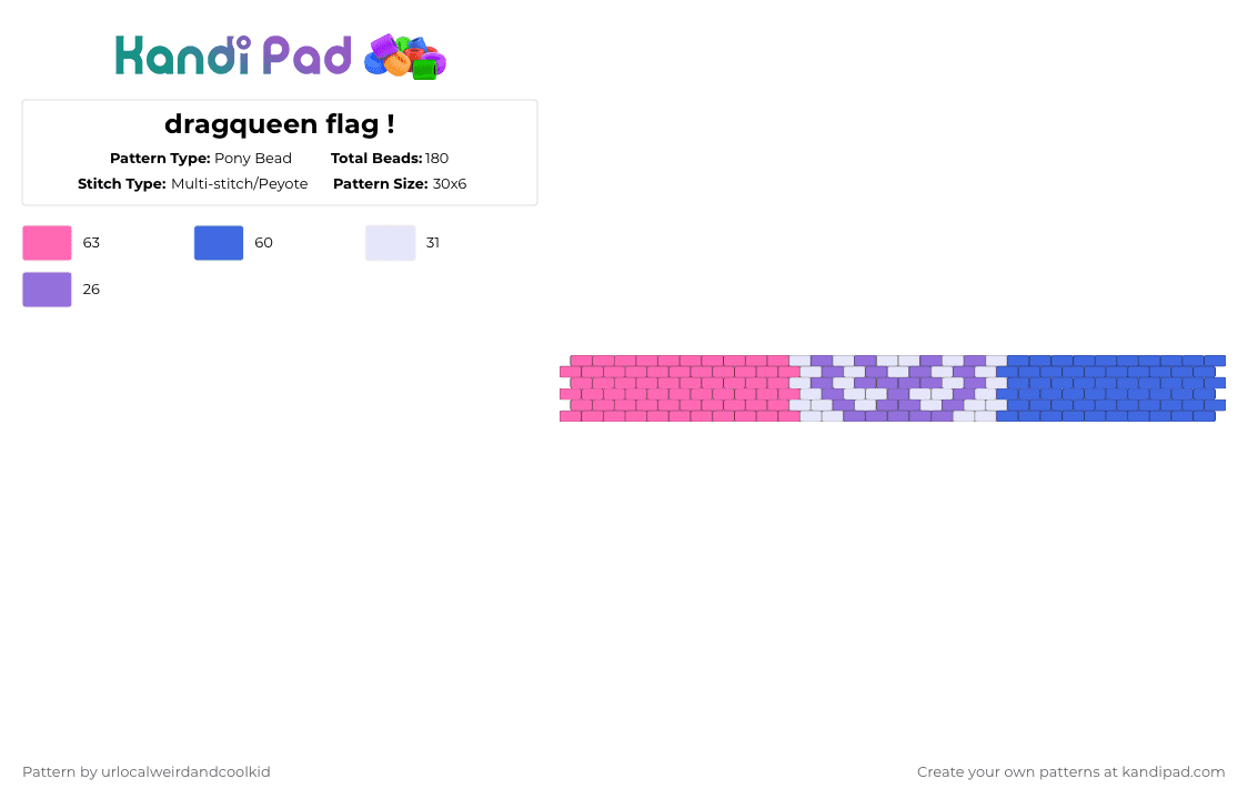 dragqueen flag ! - Pony Bead Pattern by deadkittyboy on Kandi Pad - pink,blue