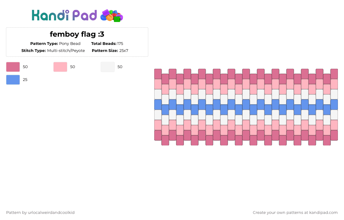 femboy flag :3 - Pony Bead Pattern by deadkittyboy on Kandi Pad - pink